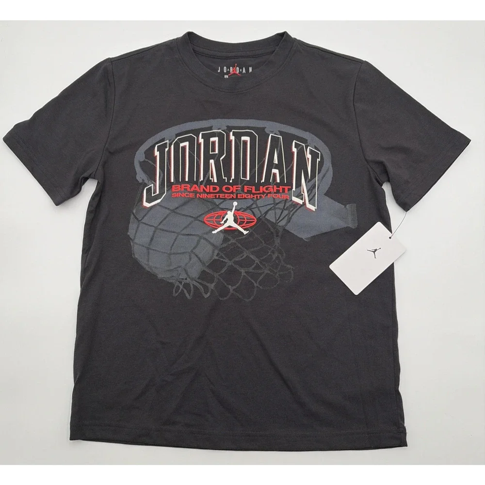 Nike Air Jordan Tee Boys Medium 10-12 yrs Youth Flight T-Shirt Black NEW